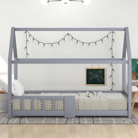 Hausbett in Grau mit Tafel und Lattenrost Lilla Kids