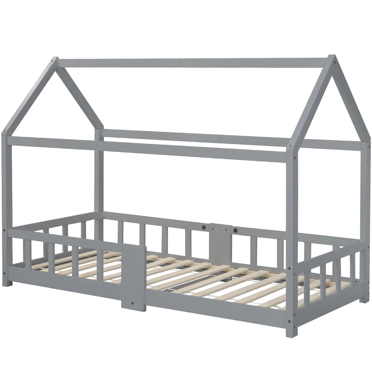 Hausbett in Grau mit Tafel und Lattenrost Lilla Kids
