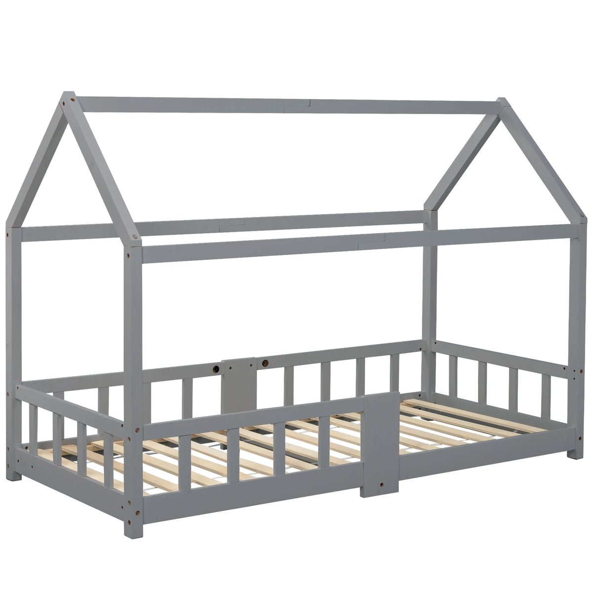 Hausbett in Grau mit Tafel und Lattenrost Lilla Kids