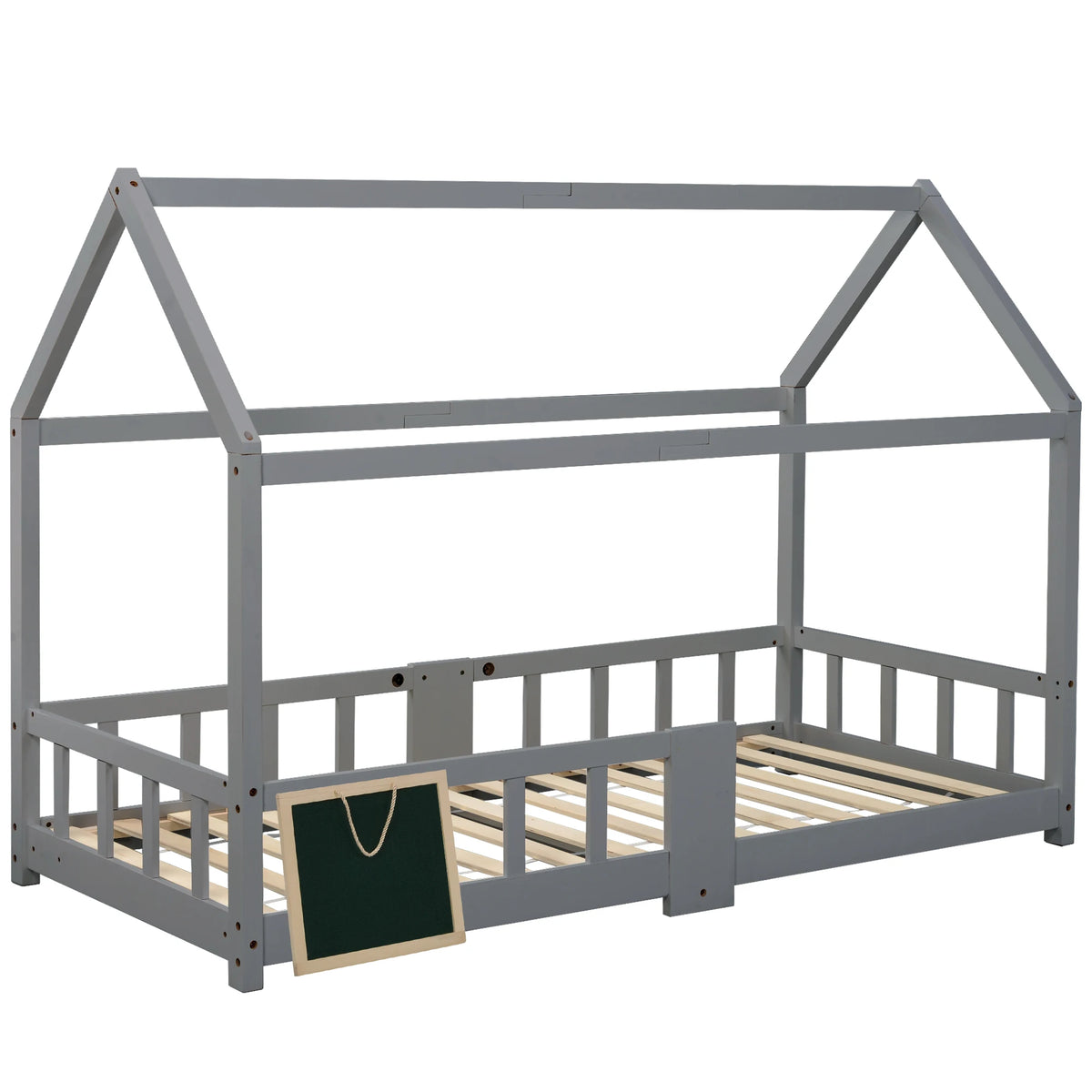 Hausbett in Grau mit Tafel und Lattenrost Lilla Kids