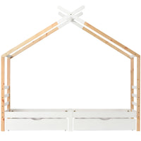 Hausbett in Weiß mit Schubladen und Regal 90x200 Lilla Kids