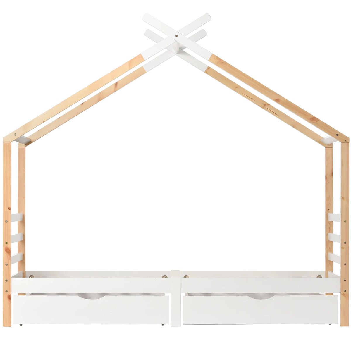 Hausbett in Weiß mit Schubladen und Regal 90x200 Lilla Kids