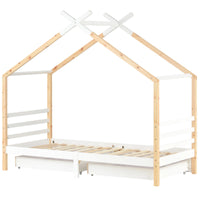 Hausbett in Weiß mit Schubladen und Regal 90x200 Lilla Kids