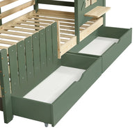 Hausbett mit Dach, Fenster, Bank und 2 Schubladen 90x200 Lilla Kids