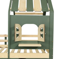 Hausbett mit Dach, Fenster, Bank und 2 Schubladen 90x200 Lilla Kids