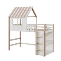 Hausbett mit Dach, hoch und niedrig nutzbar, mit Leiter Lilla Kids