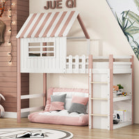 Hausbett mit Dach, hoch und niedrig nutzbar, mit Leiter Lilla Kids