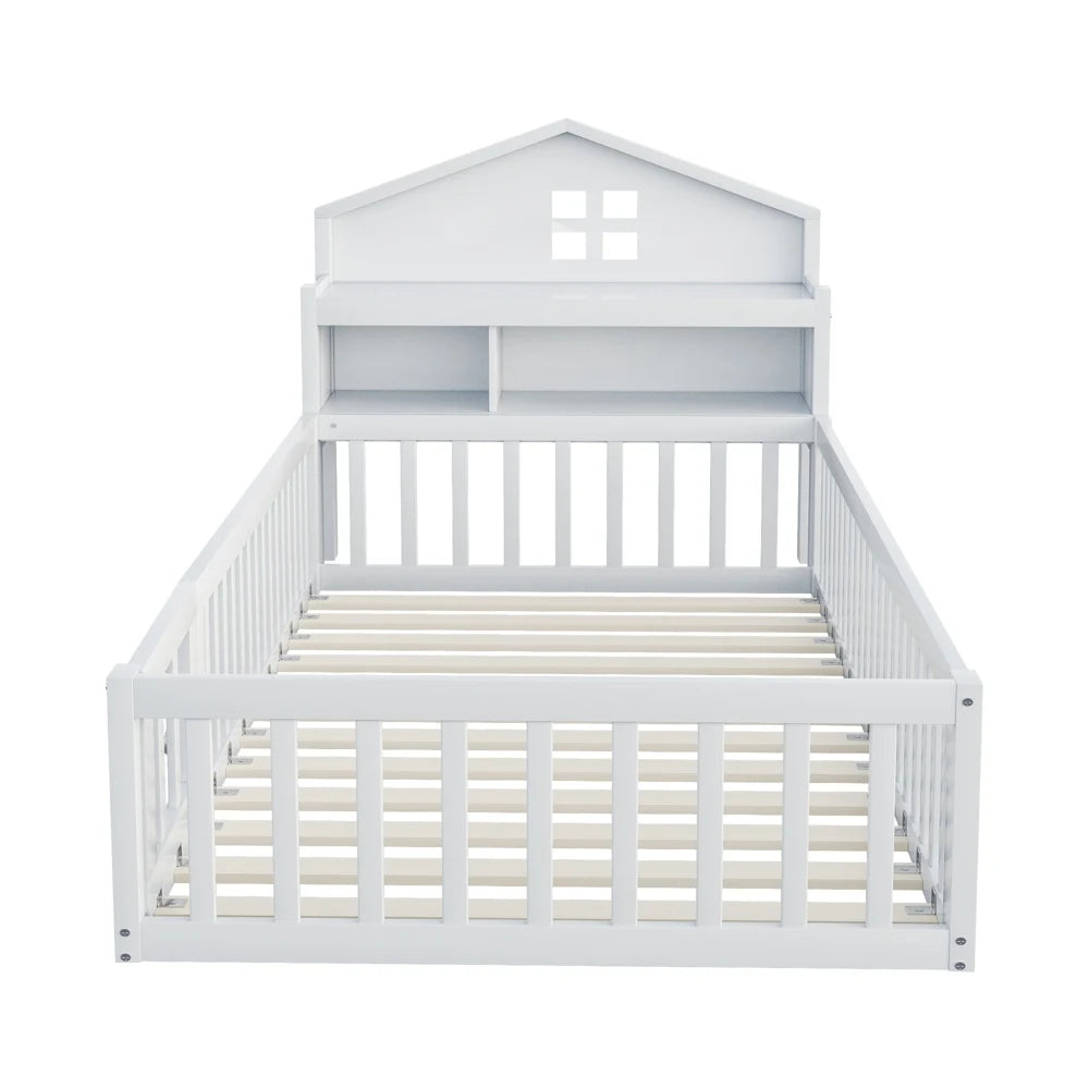 Hausbett mit Dach und Regal 90x200 Lilla Kids