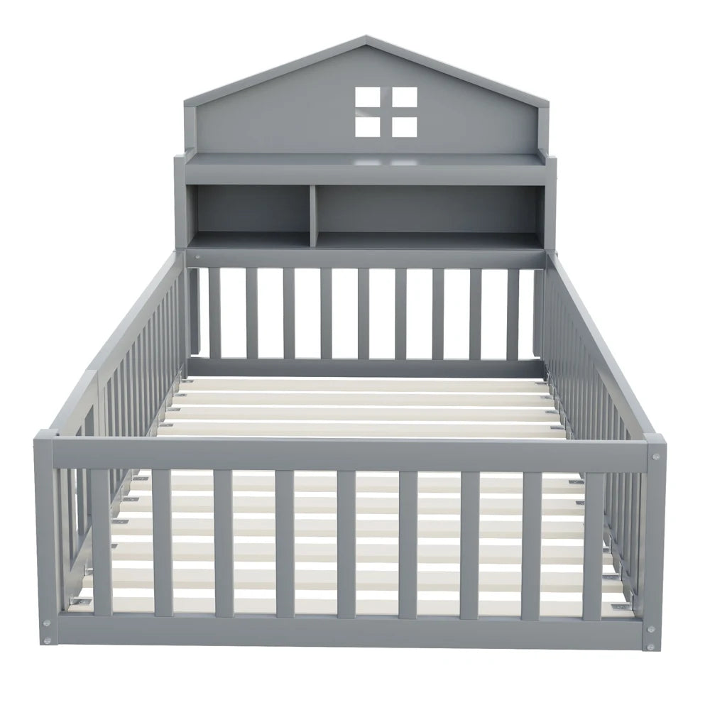 Hausbett mit Dach und Regal 90x200 Lilla Kids