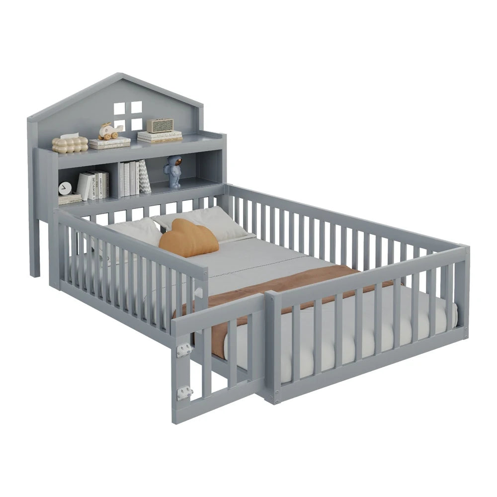 Hausbett mit Dach und Regal 90x200 Lilla Kids