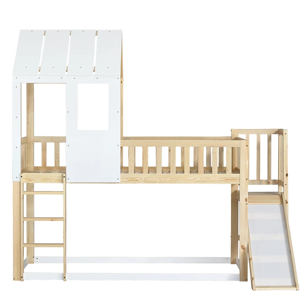 Hausbett mit Rutsche, gerader Leiter und Dach Lilla Kids