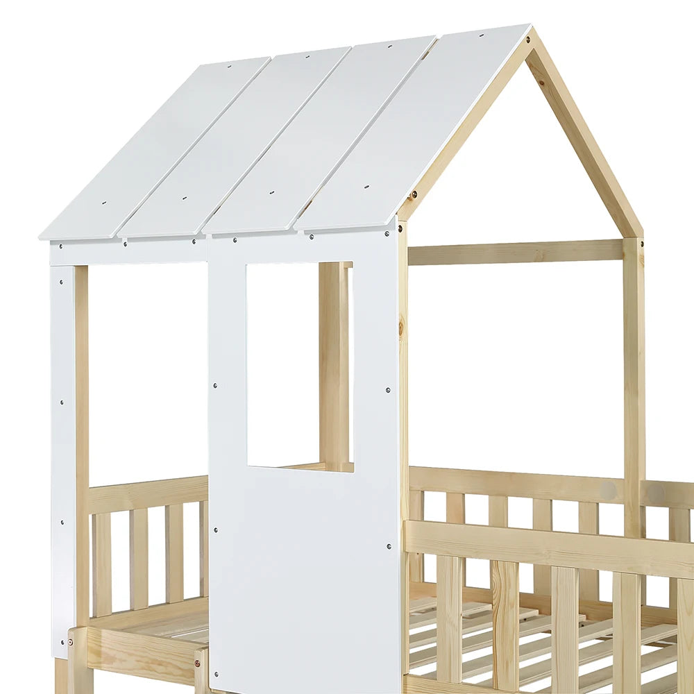 Hausbett mit Rutsche, gerader Leiter und Dach Lilla Kids