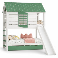 Hausbett mit Rutsche und Ausziehbett 90x200 Lilla Kids
