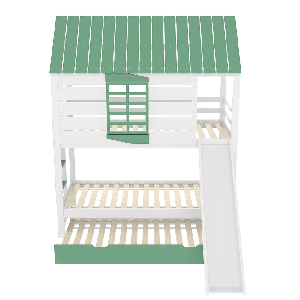 Hausbett mit Rutsche und Ausziehbett 90x200 Lilla Kids