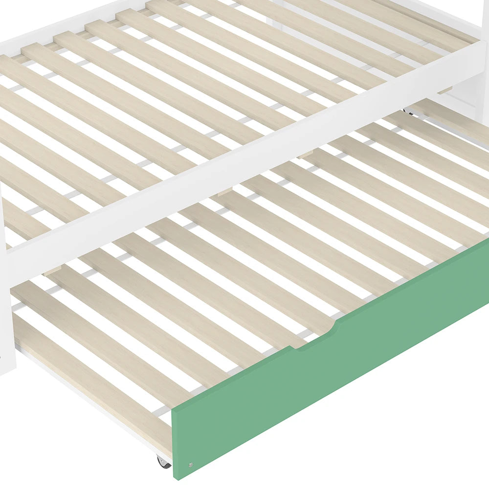 Hausbett mit Rutsche und Ausziehbett 90x200 Lilla Kids
