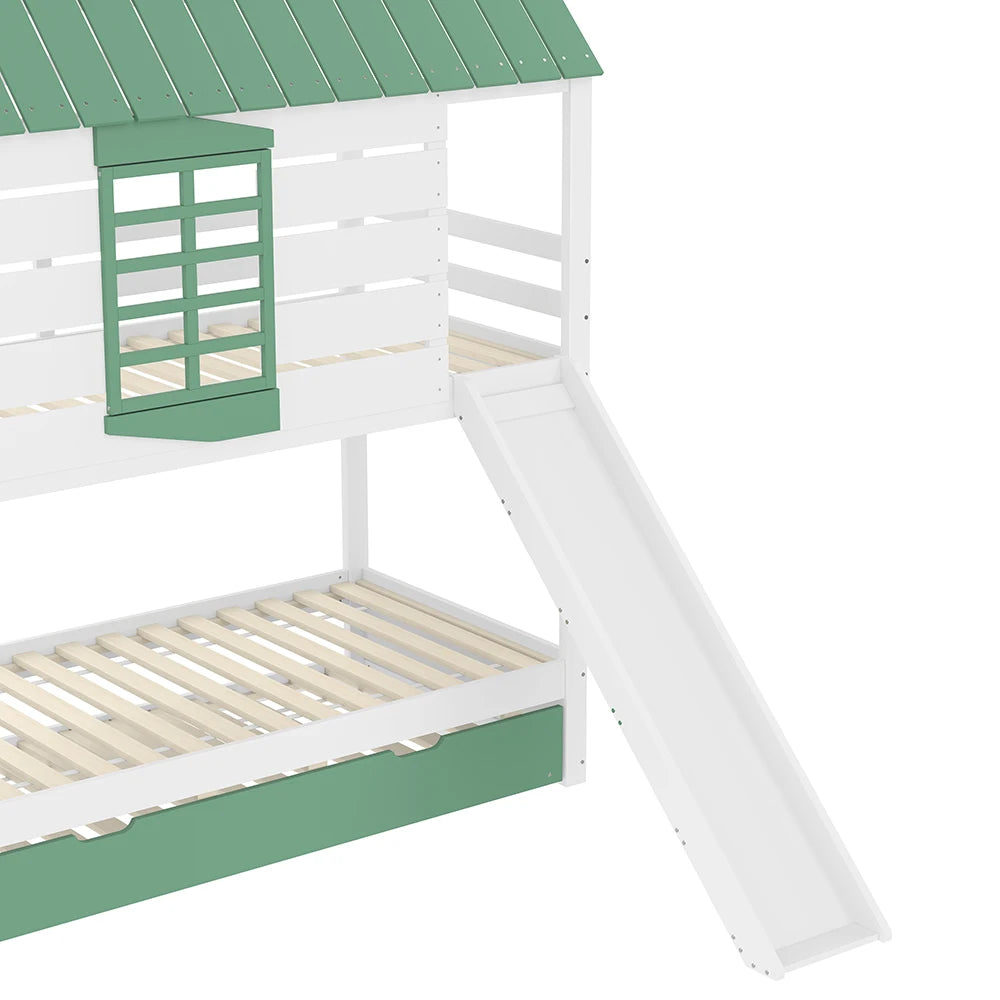 Hausbett mit Rutsche und Ausziehbett 90x200 Lilla Kids