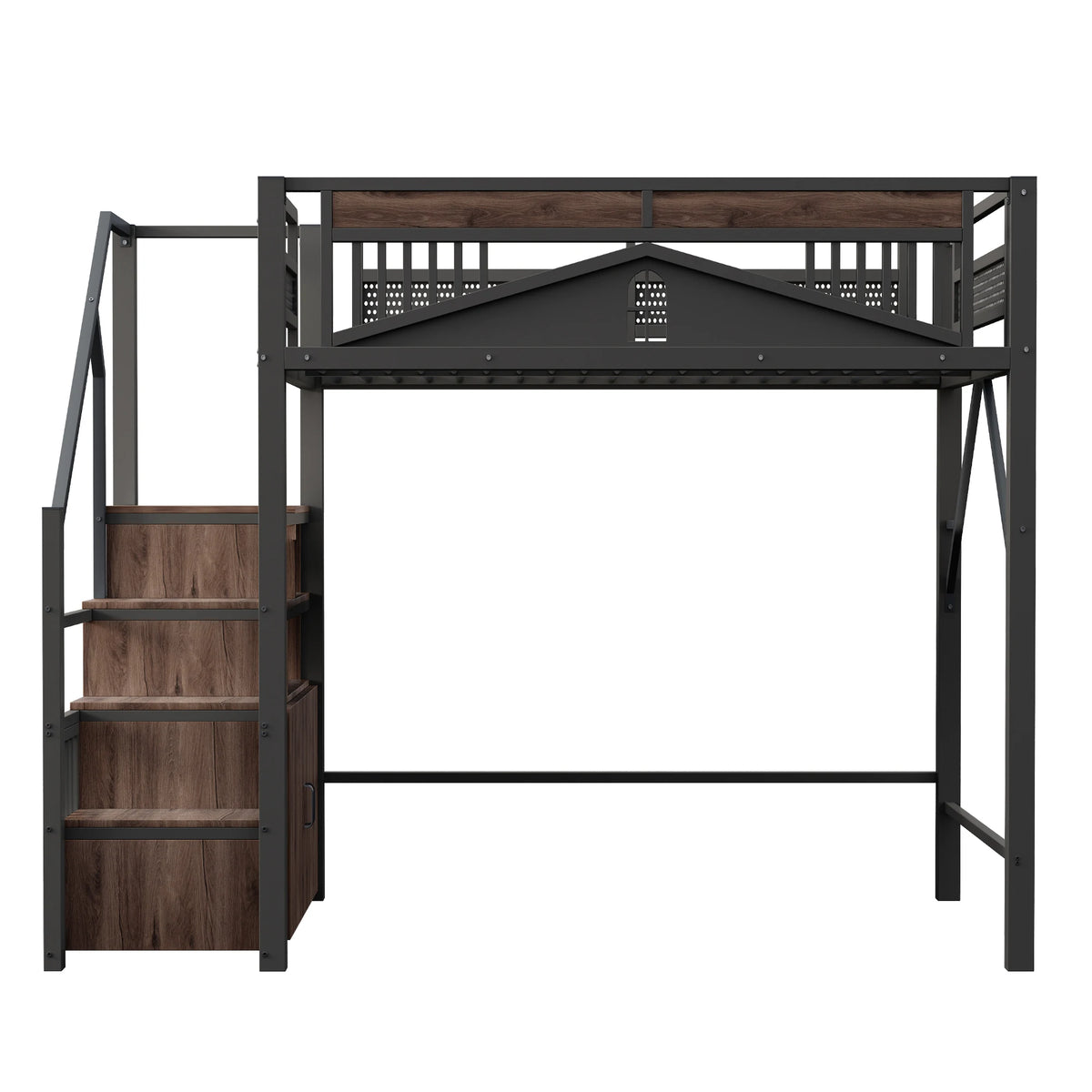 Hochbett aus Metall mit Fenster-Schutzgitter 140x200 Lilla Kids