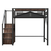 Hochbett aus Metall mit Fenster-Schutzgitter 140x200 Lilla Kids