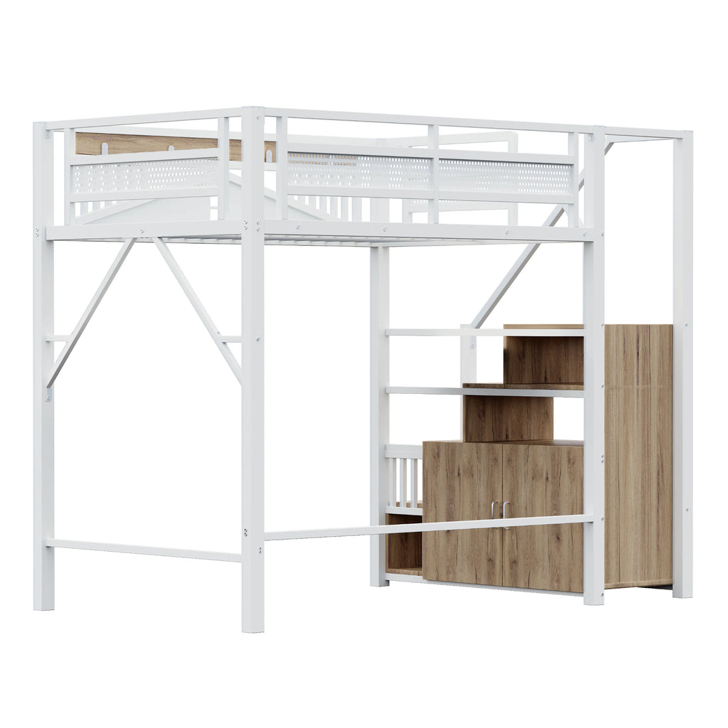 Hochbett aus Metall mit Fenster-Schutzgitter 140x200 Lilla Kids