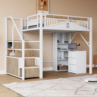 Hochbett aus Metall mit Fenster-Schutzgitter 140x200 Lilla Kids