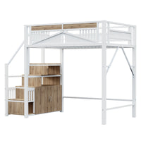 Hochbett aus Metall mit Fenster-Schutzgitter 140x200 Lilla Kids