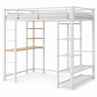 Hochbett aus Metall mit Schreibtisch und Kommode Lilla Kids