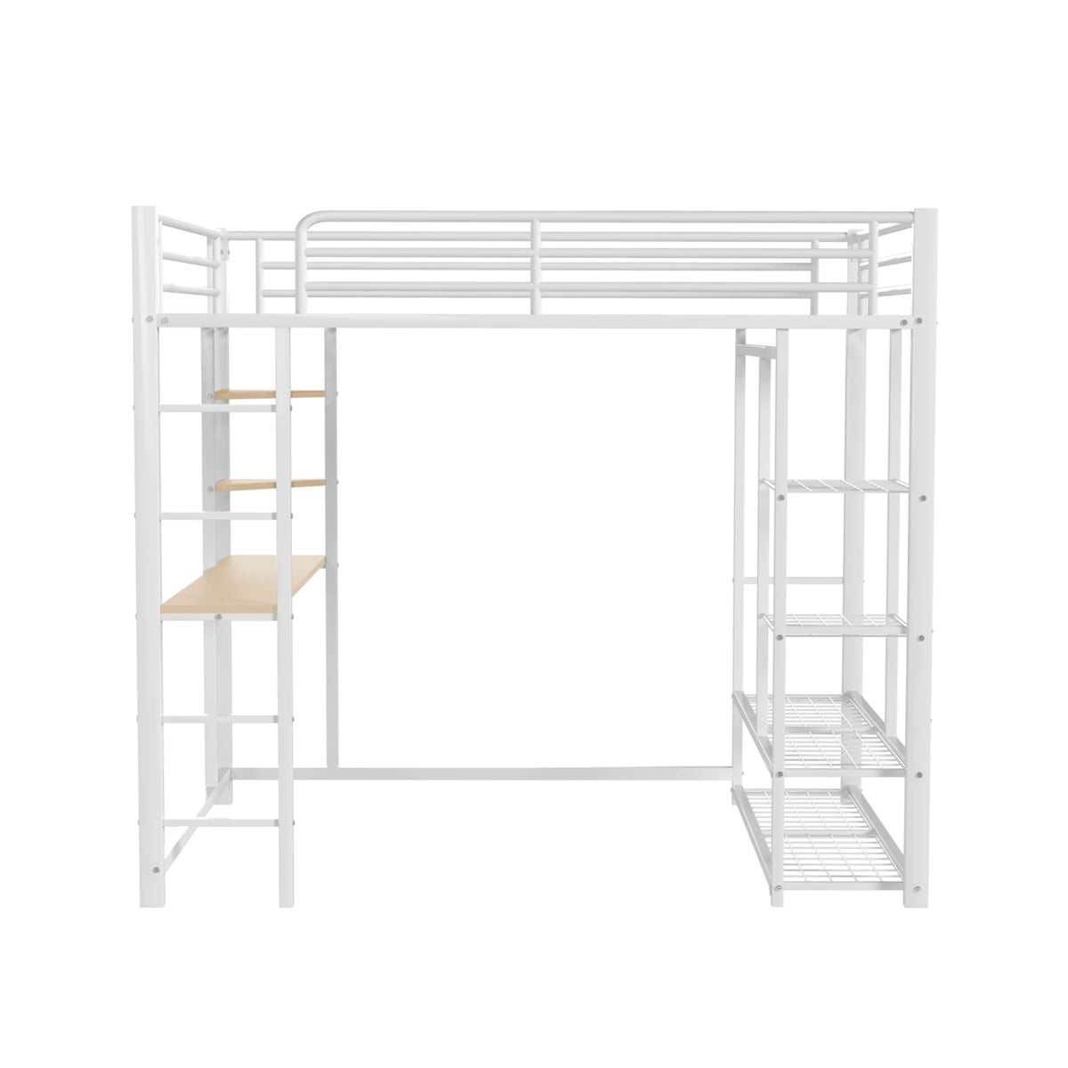 Hochbett aus Metall mit Schreibtisch und Kommode Lilla Kids