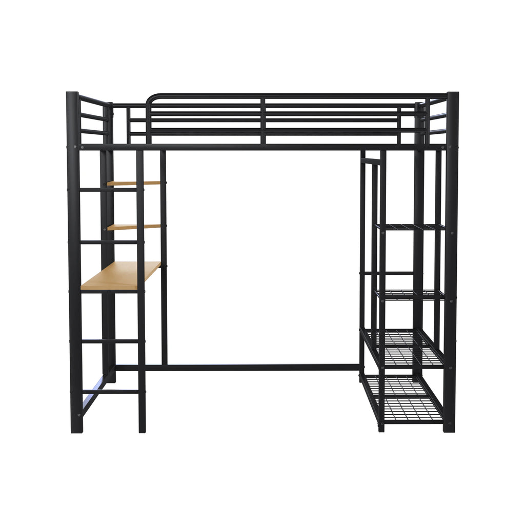 Hochbett aus Metall mit Schreibtisch und Kommode Lilla Kids