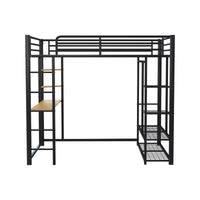 Hochbett aus Metall mit Schreibtisch und Kommode Lilla Kids