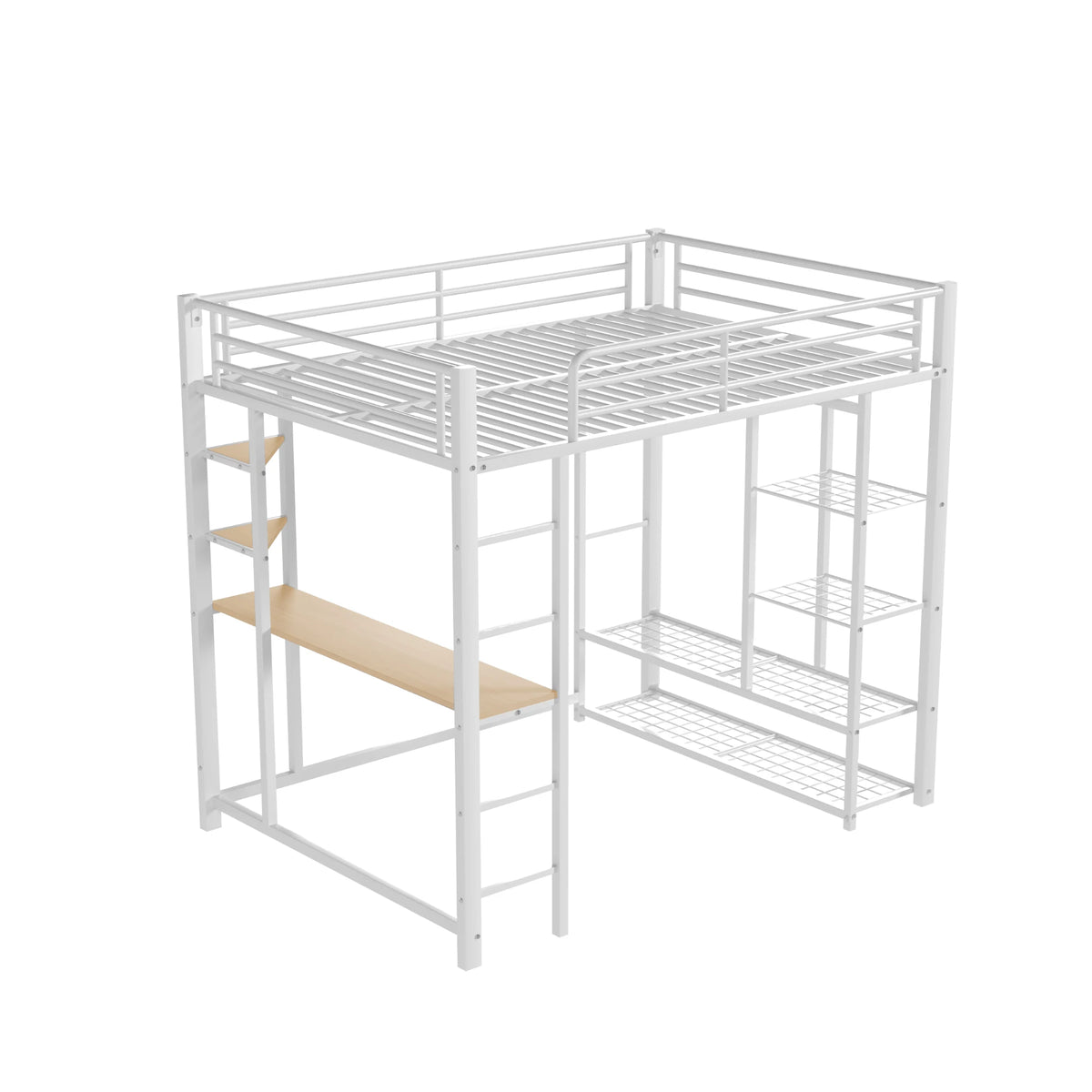 Hochbett aus Metall mit Schreibtisch und Kommode Lilla Kids