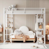 Hochbett aus Metall mit Schreibtisch und Kommode Lilla Kids