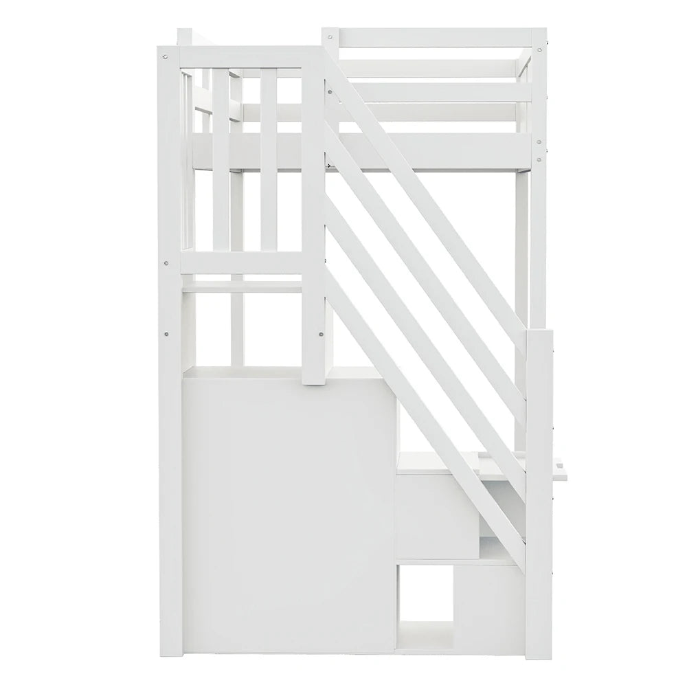 Hochbett in Weiß mit umsetzbarer Leiter 90x200 Lilla Kids