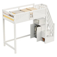 Hochbett in Weiß mit umsetzbarer Leiter 90x200 Lilla Kids