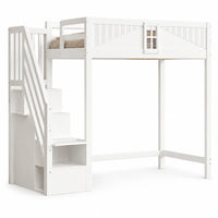 Hochbett in Weiß mit umsetzbarer Leiter 90x200 Lilla Kids