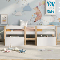 Hochbett in Weiß und Eichenoptik mit Schubladen 90x200 Lilla Kids
