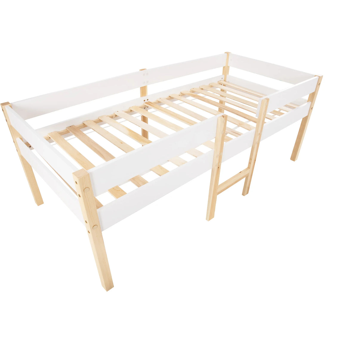 Hochbett in Weiß und Eichenoptik mit Schubladen 90x200 Lilla Kids
