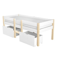 Hochbett in Weiß und Eichenoptik mit Schubladen 90x200 Lilla Kids