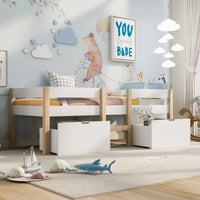 Hochbett in Weiß und Eichenoptik mit Schubladen 90x200 Lilla Kids