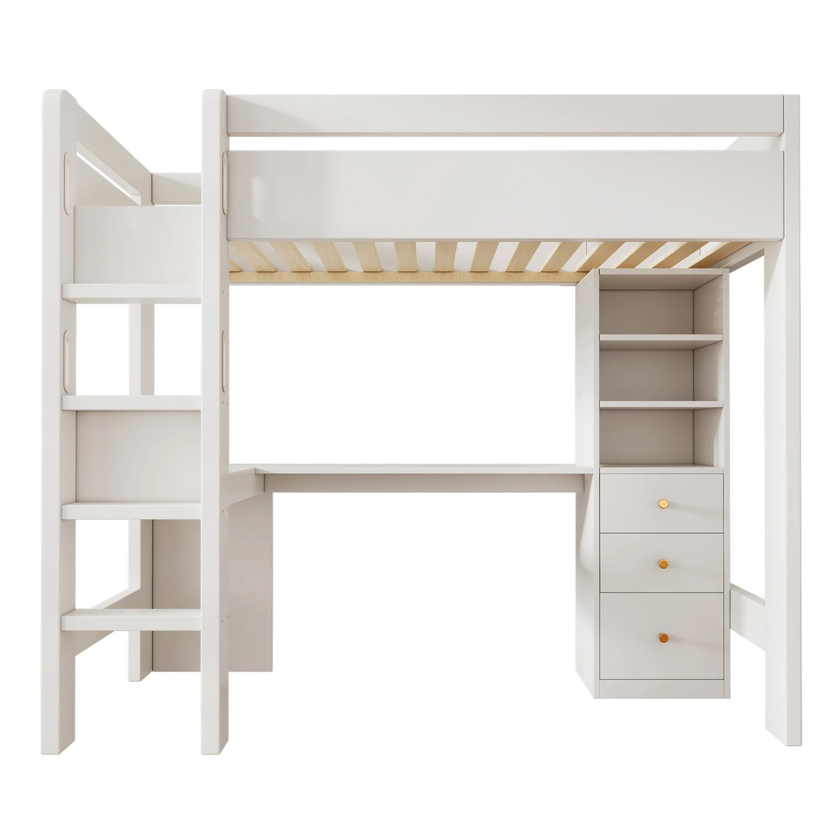 Hochbett mit Eckschreibtisch, USB und Schubladen 90x200 Lilla Kids