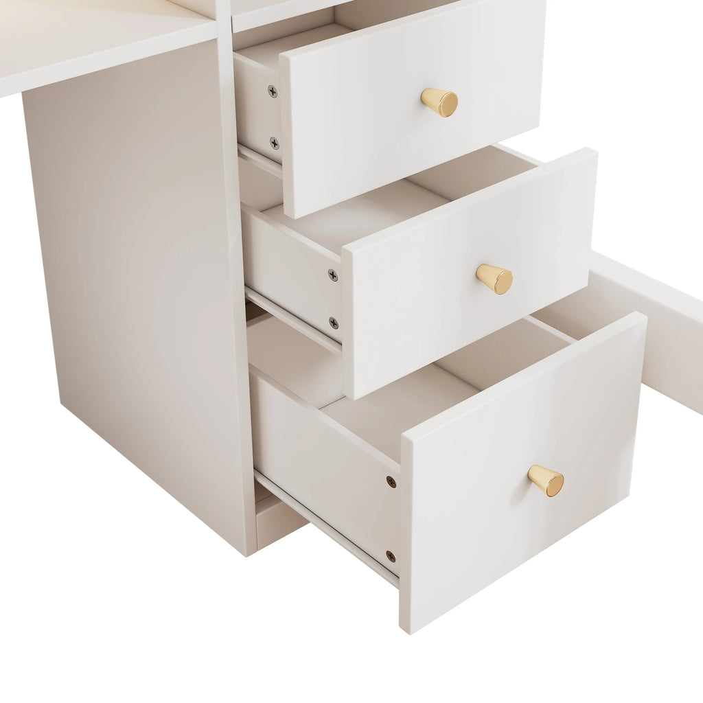 Hochbett mit Eckschreibtisch, USB und Schubladen 90x200 Lilla Kids
