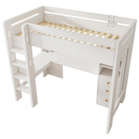 Hochbett mit Eckschreibtisch, USB und Schubladen 90x200 Lilla Kids