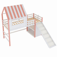 Hochbett mit Rutsche, Dach und viel Stauraum 90x200 Lilla Kids