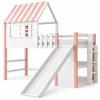 Hochbett mit Rutsche, Dach und viel Stauraum 90x200 Lilla Kids