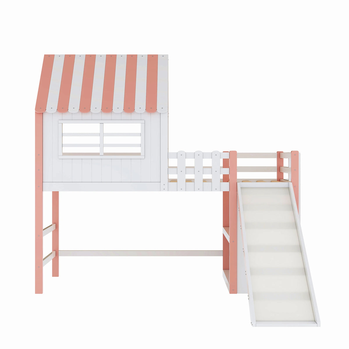 Hochbett mit Rutsche, Dach und viel Stauraum 90x200 Lilla Kids