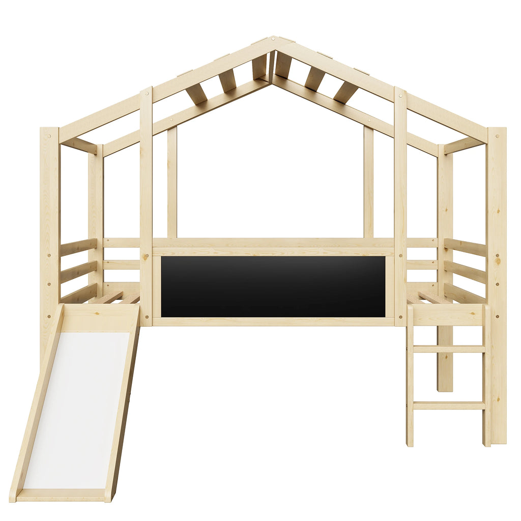 Hochbett mit Rutsche, Tafel und Holzleiter Lilla Kids