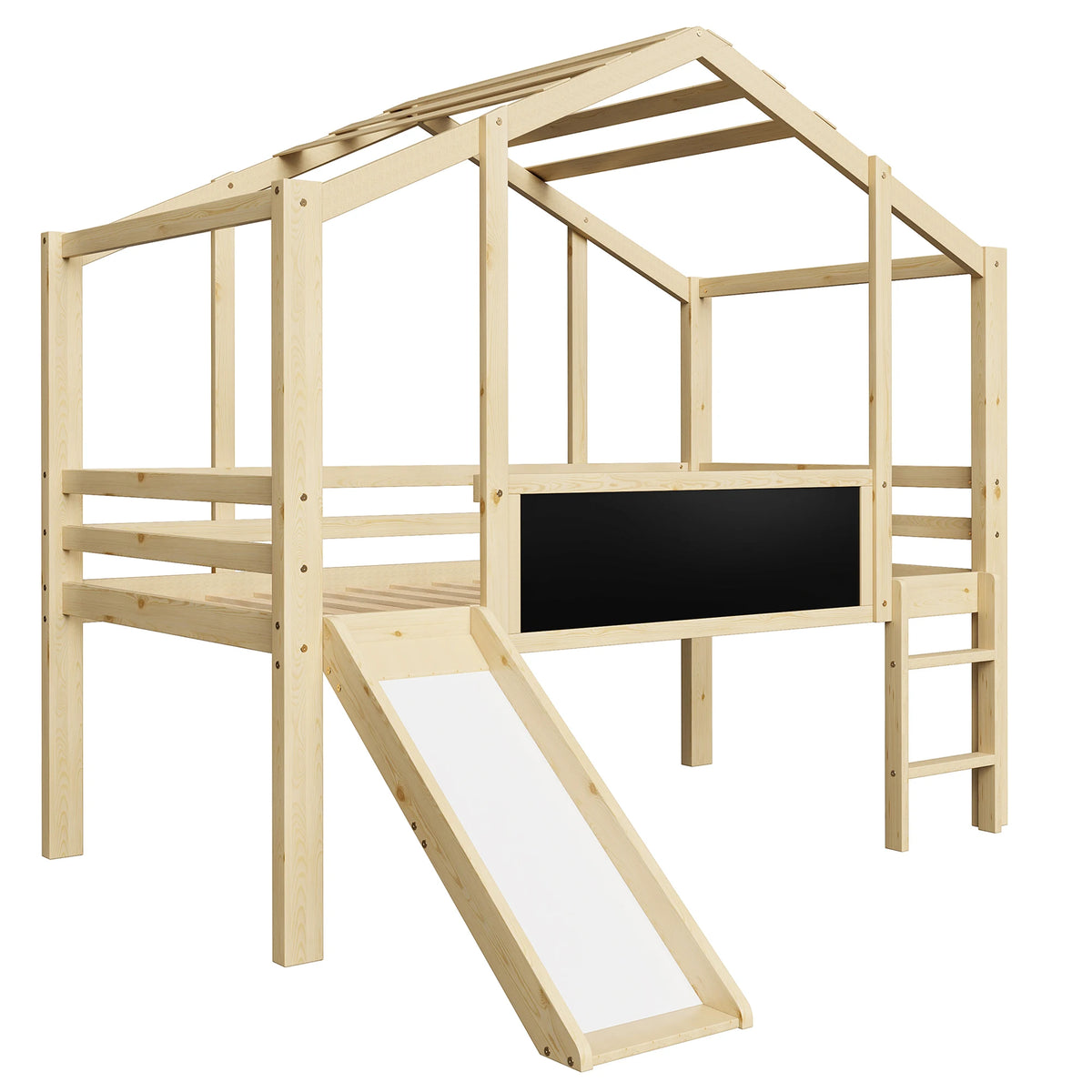 Hochbett mit Rutsche, Tafel und Holzleiter Lilla Kids