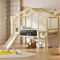 Hochbett mit Rutsche, Tafel und Holzleiter Lilla Kids