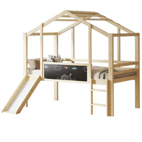 Hochbett mit Rutsche, Tafel und Holzleiter Lilla Kids