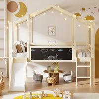 Hochbett mit Rutsche, Tafel und Holzleiter Lilla Kids
