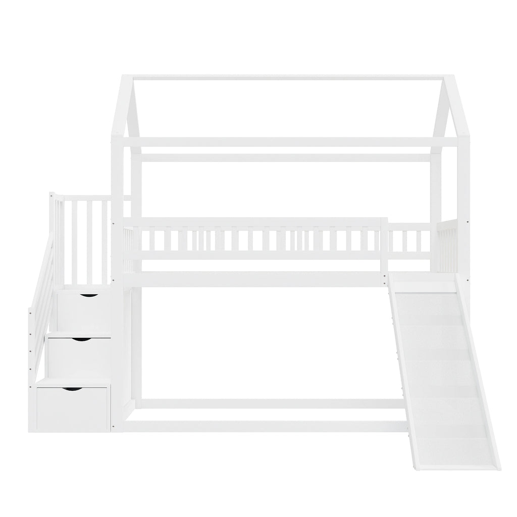 Hochbett mit Rutsche und Leiter mit Stauraum Lilla Kids